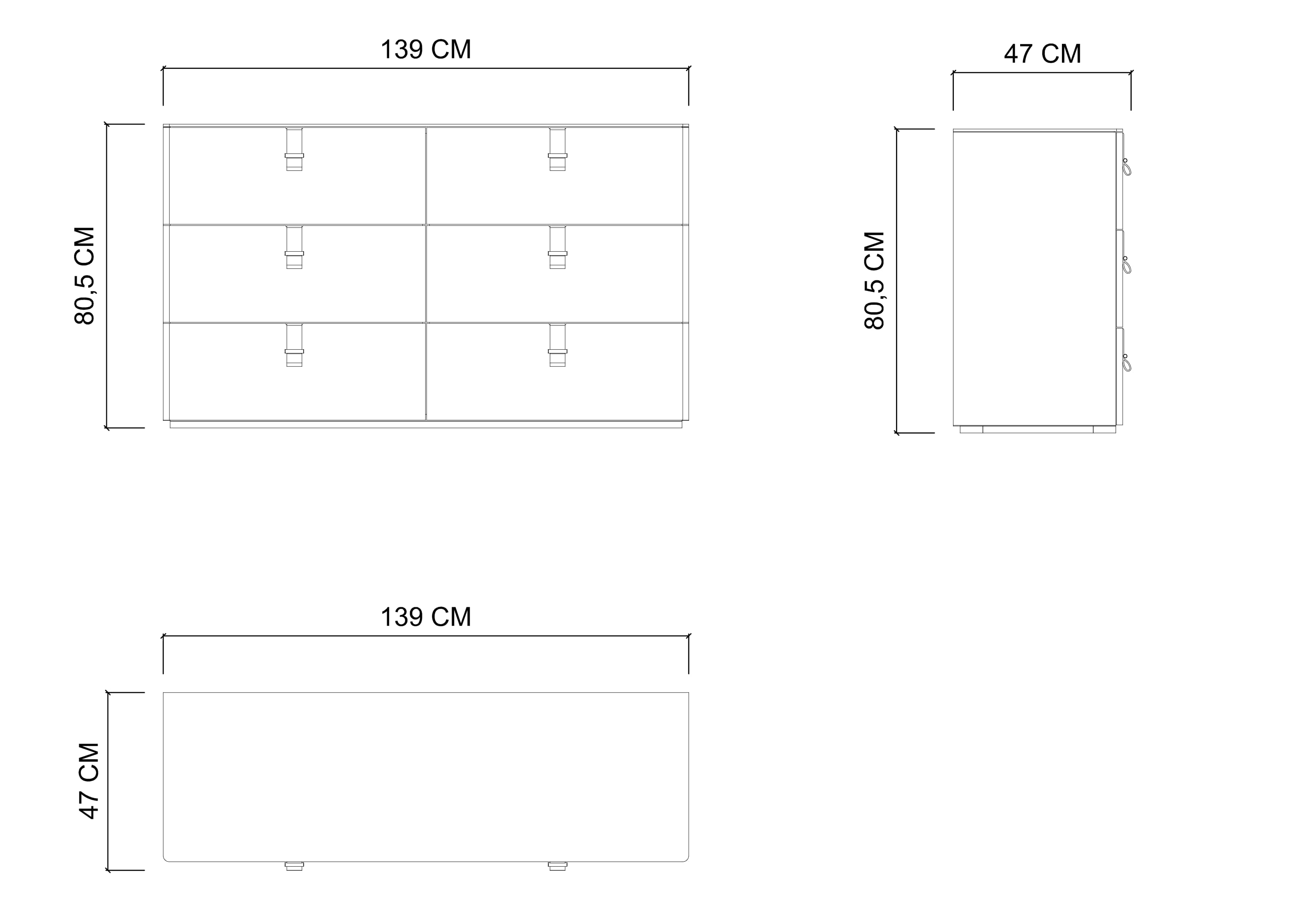 Комод LETRA 6 ящиков - 140см