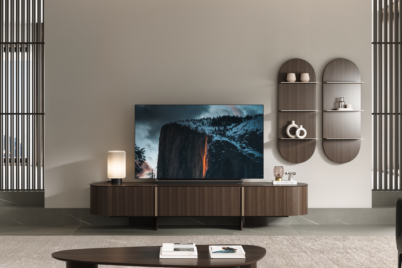 Тумба ТВ VALENCIA с настенными полками.