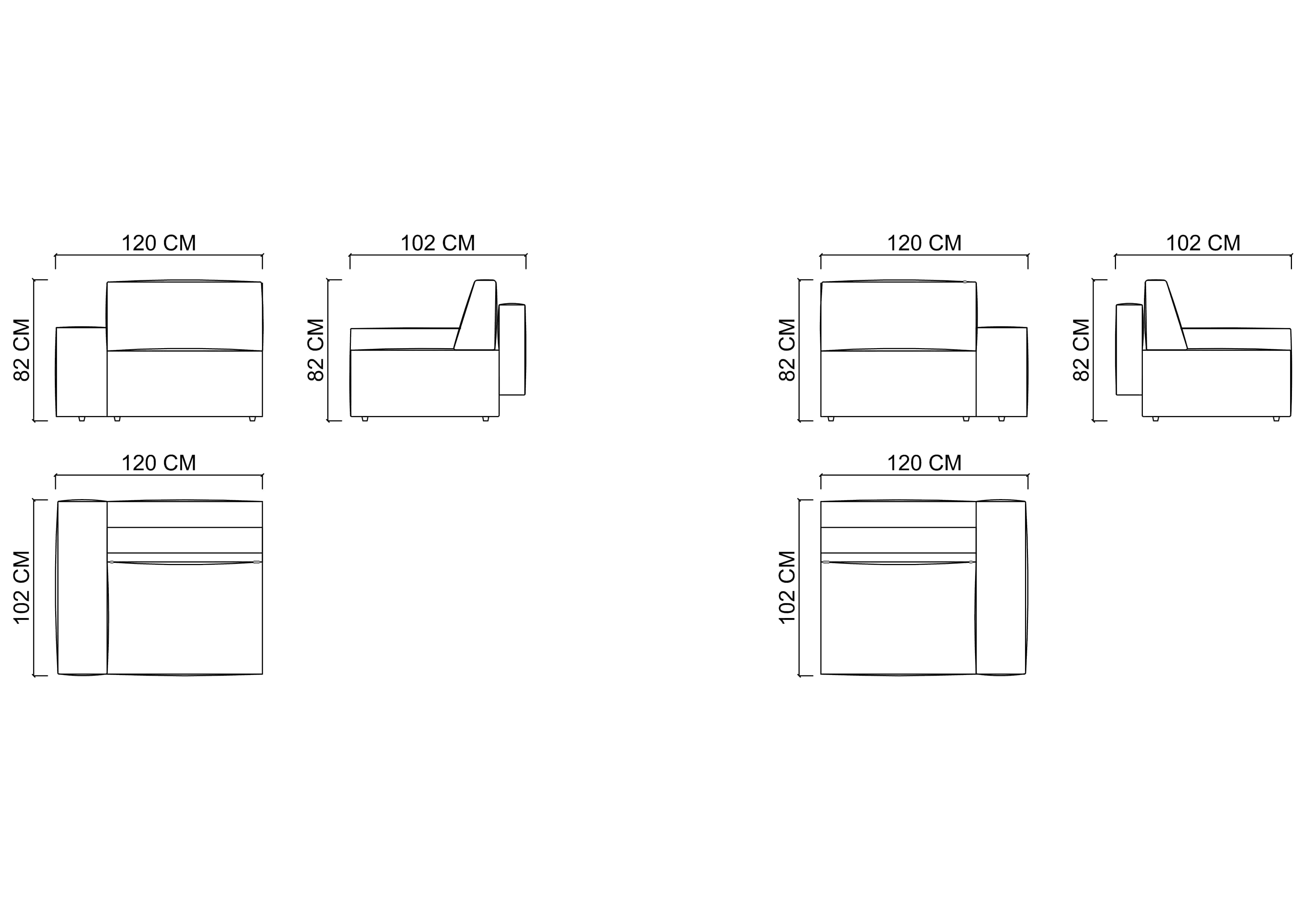 POLA модуль 120 см, с левым подлокотником