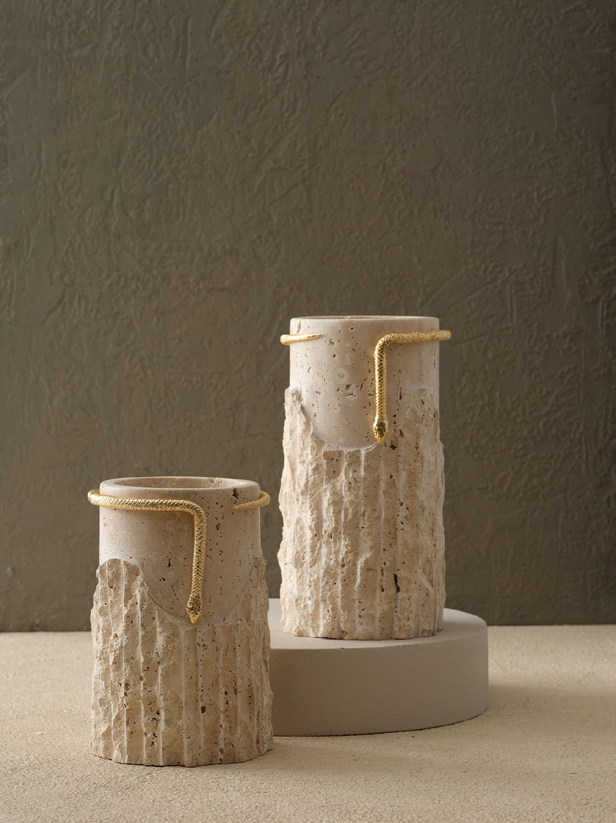 Yılanlı Traverten Vazo