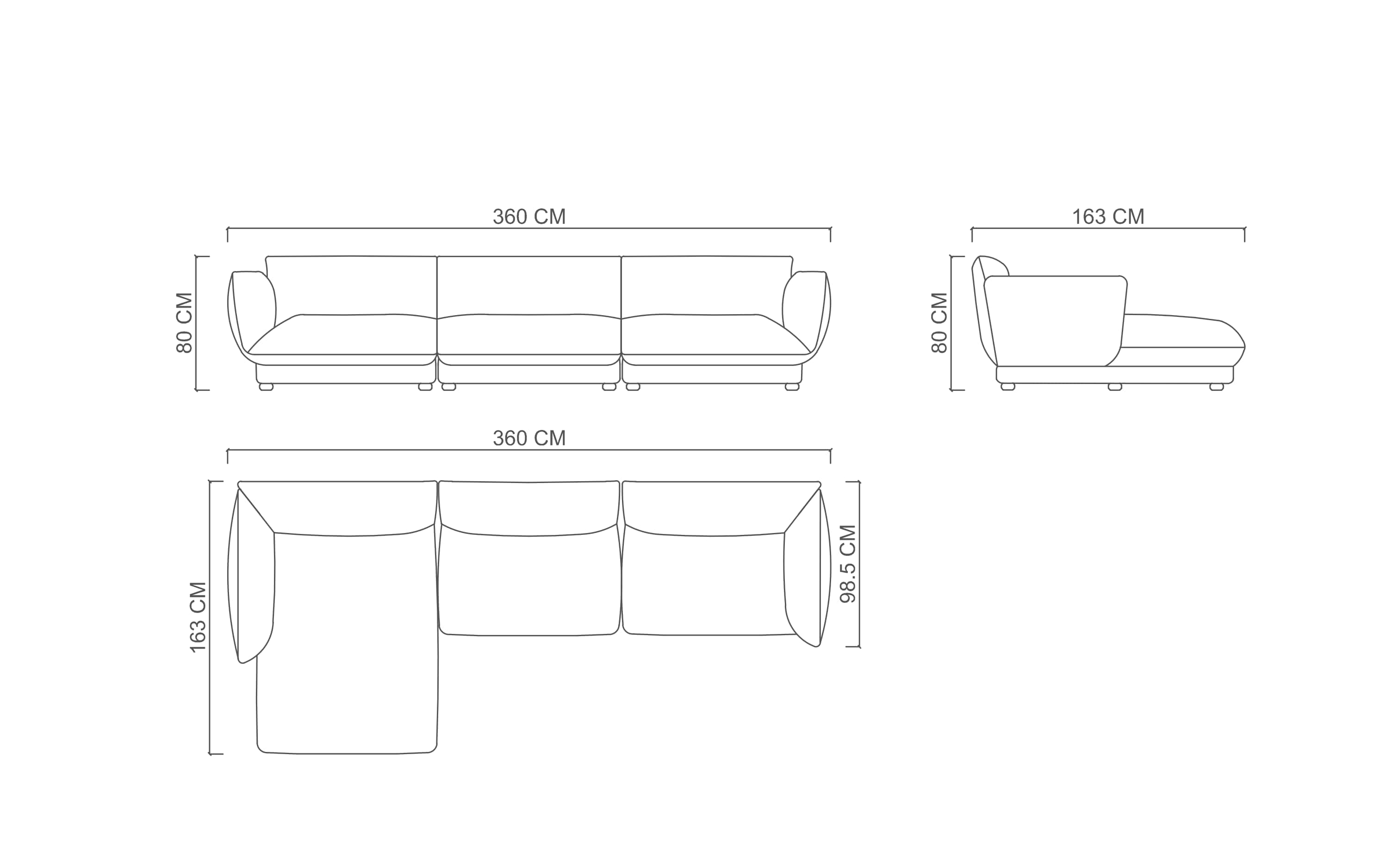 Диван угловой 360х163см LORETTA