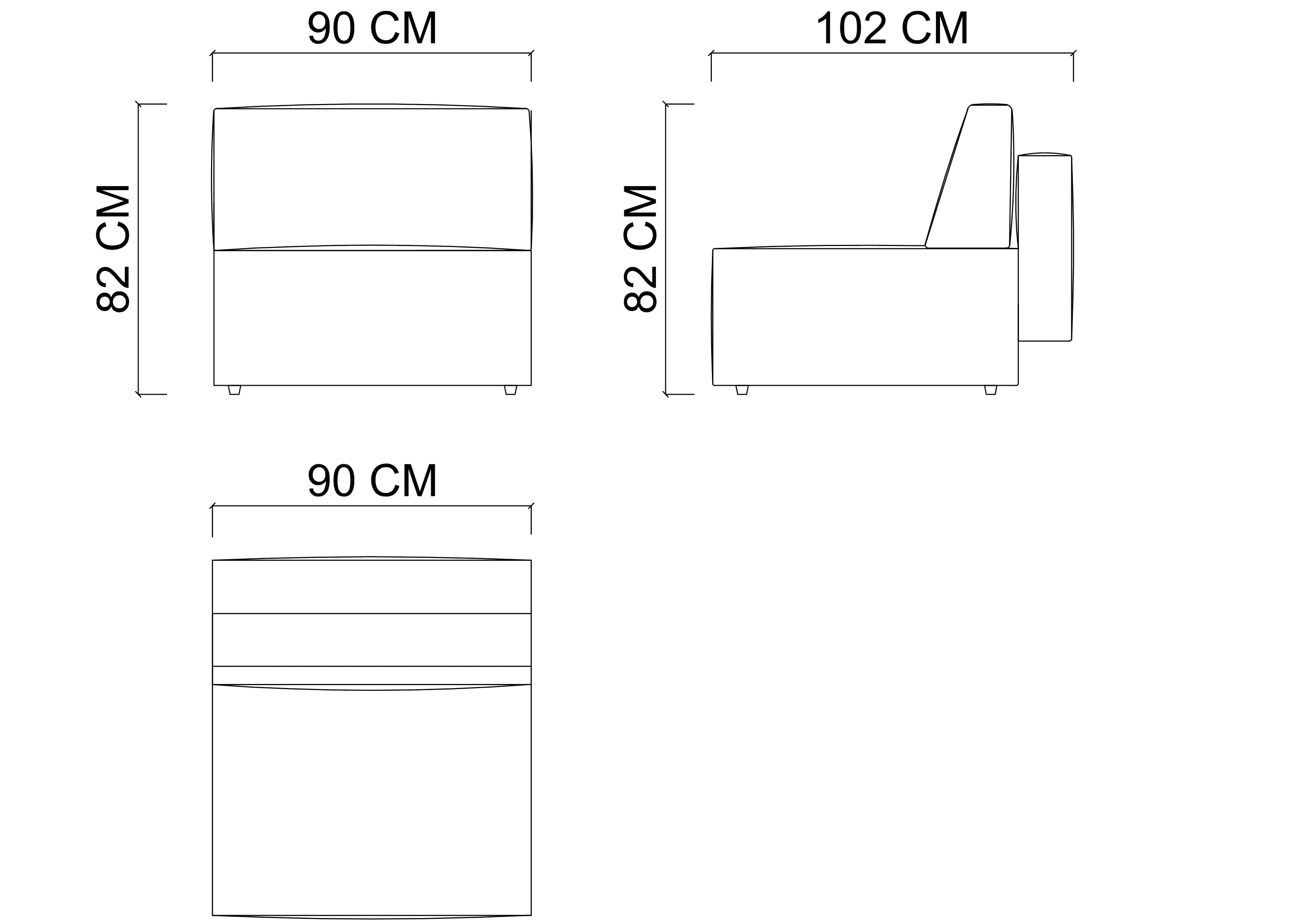 POLA модуль 90 см, без подлокотников