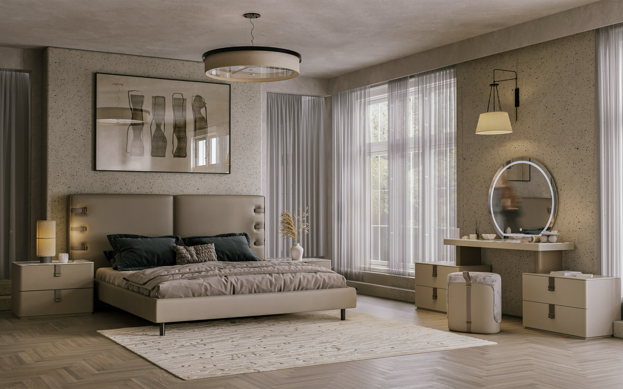 Спальня LETRA с кроватью на ножках