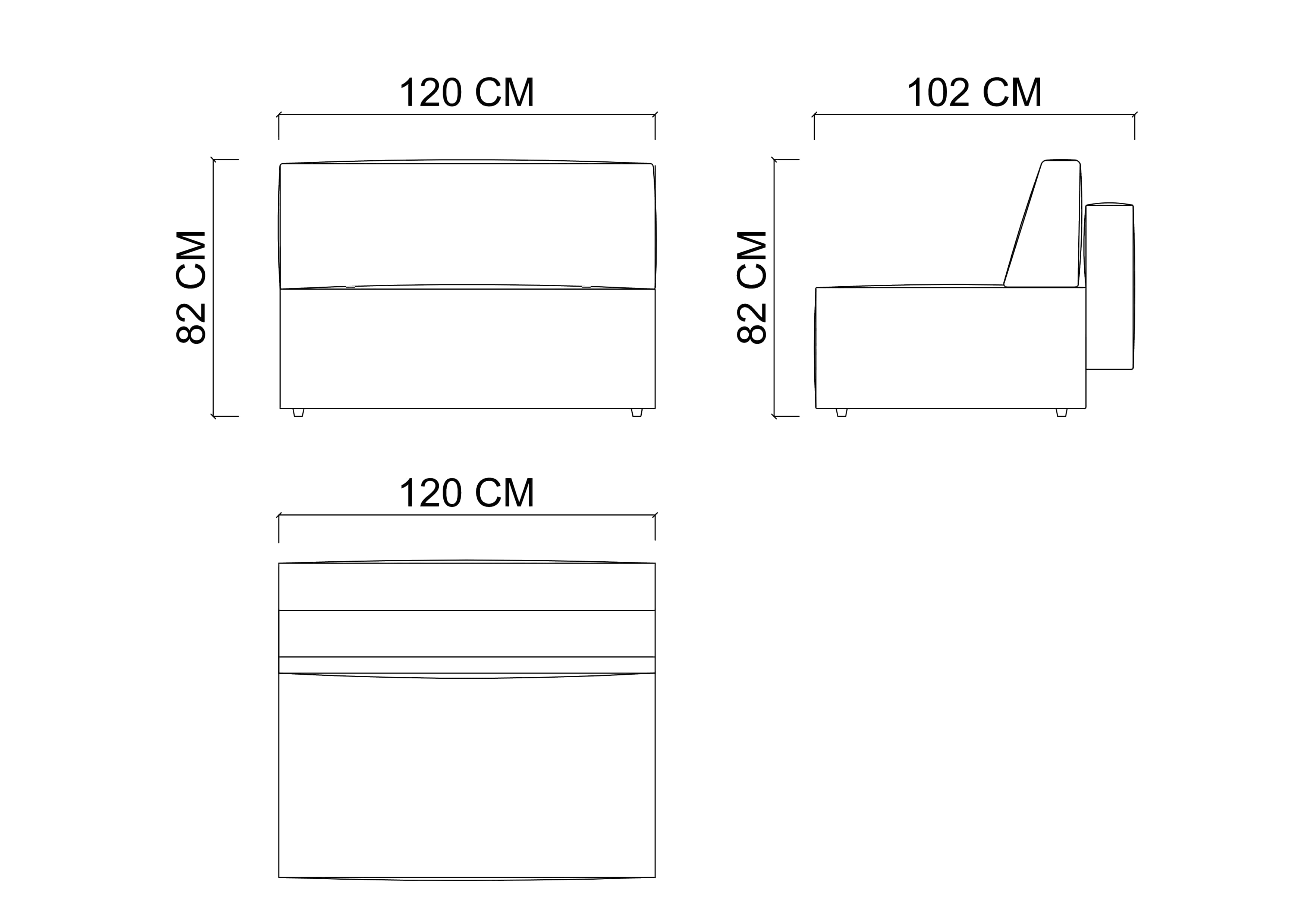 POLA модуль 120 см, без подлокотников