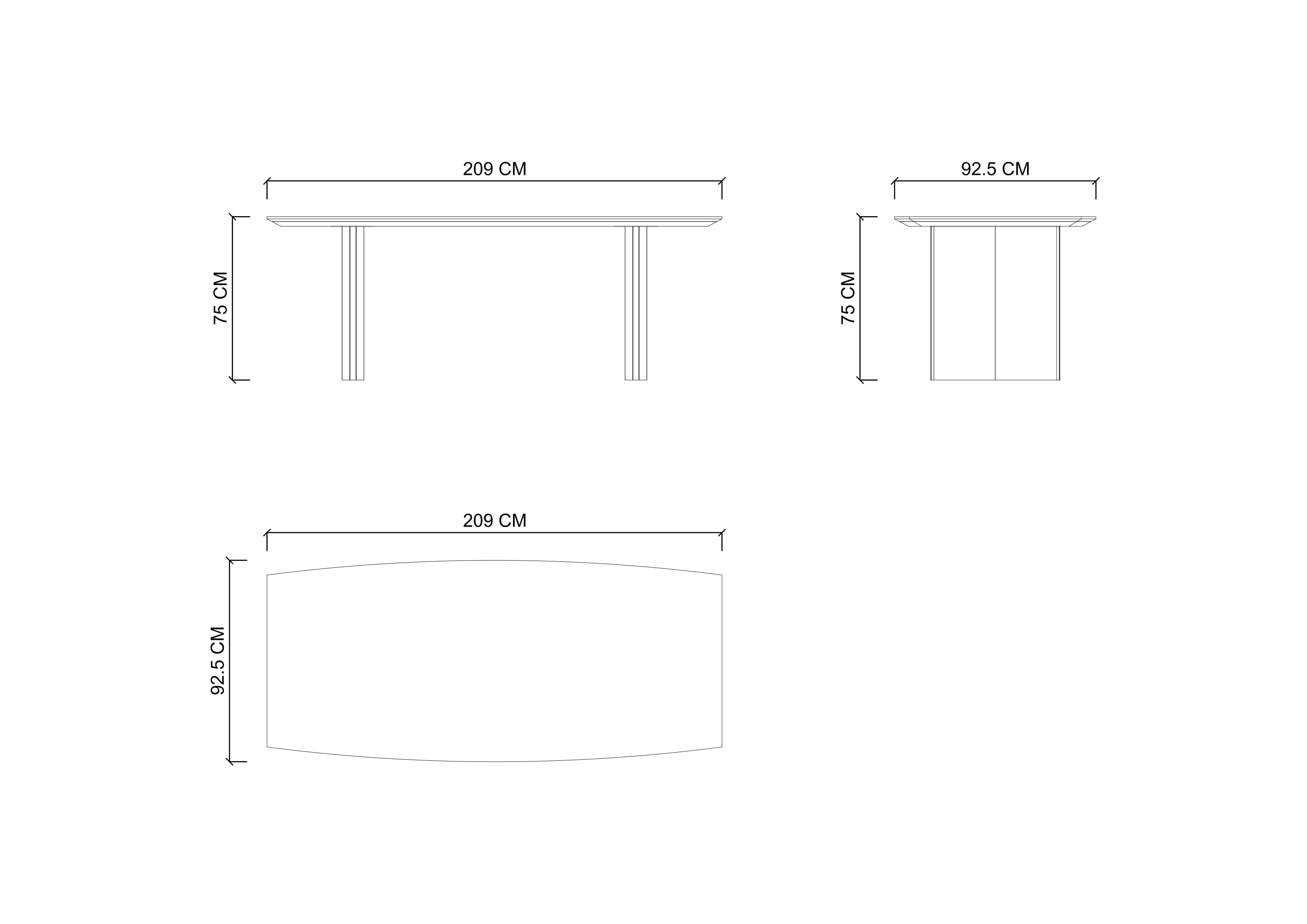 Стол обеденный ARIA 209 см, не раскладной