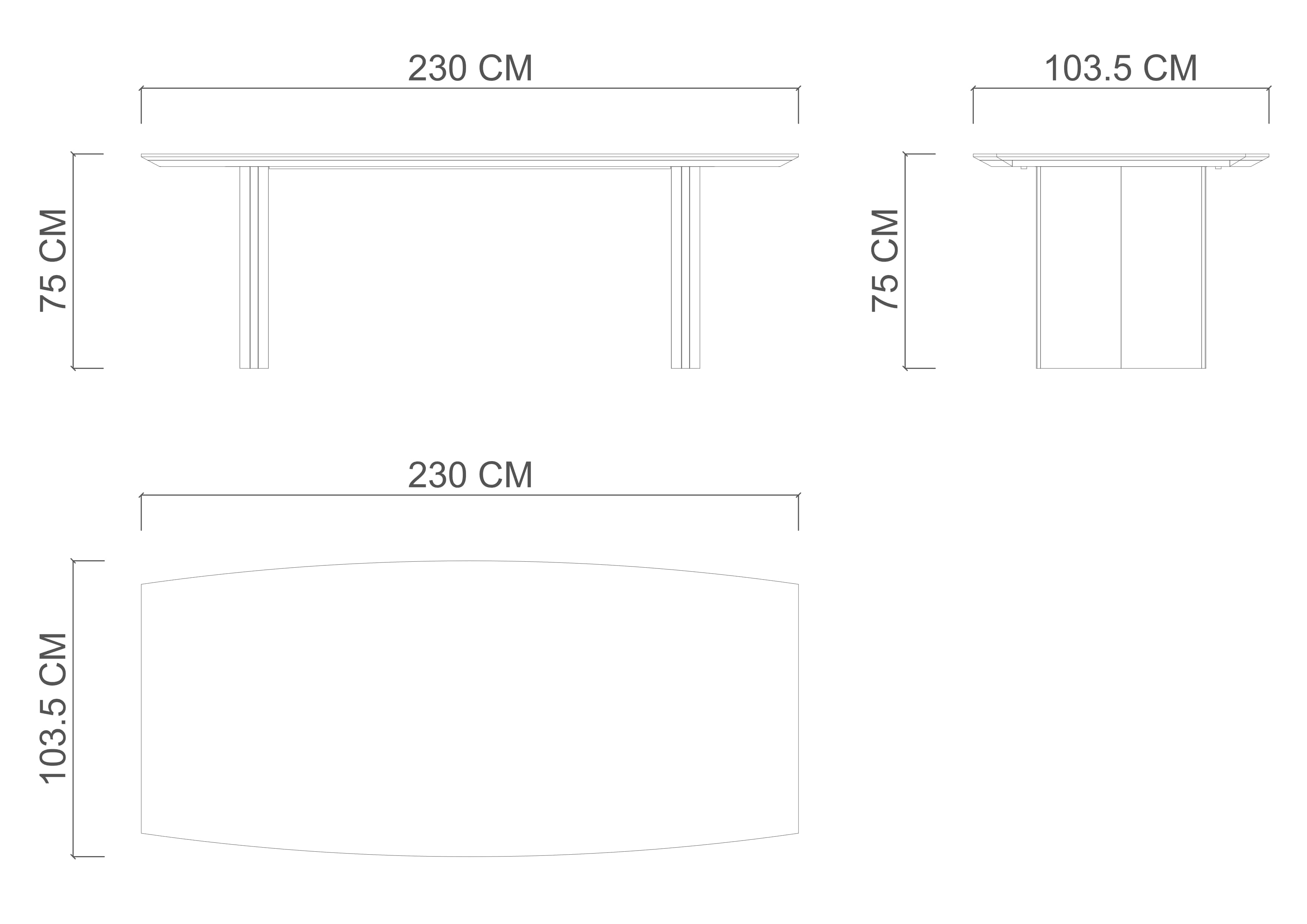 Стол обеденный ARIA 230 см, не раскладной