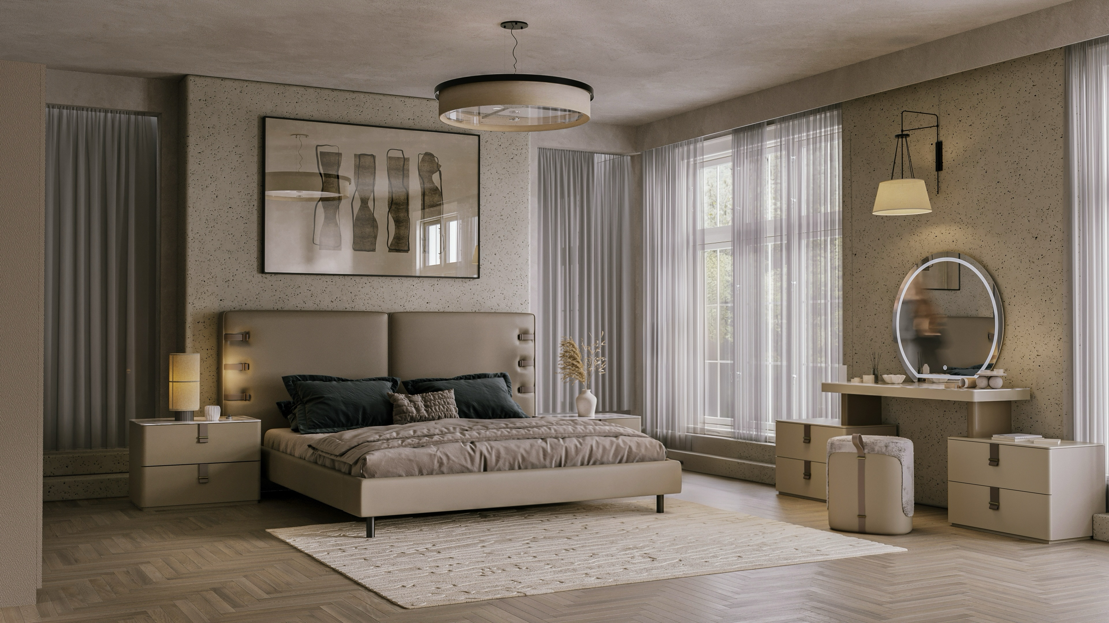 Стол туалетный LETRA 215см, с тумбами и зеркалом