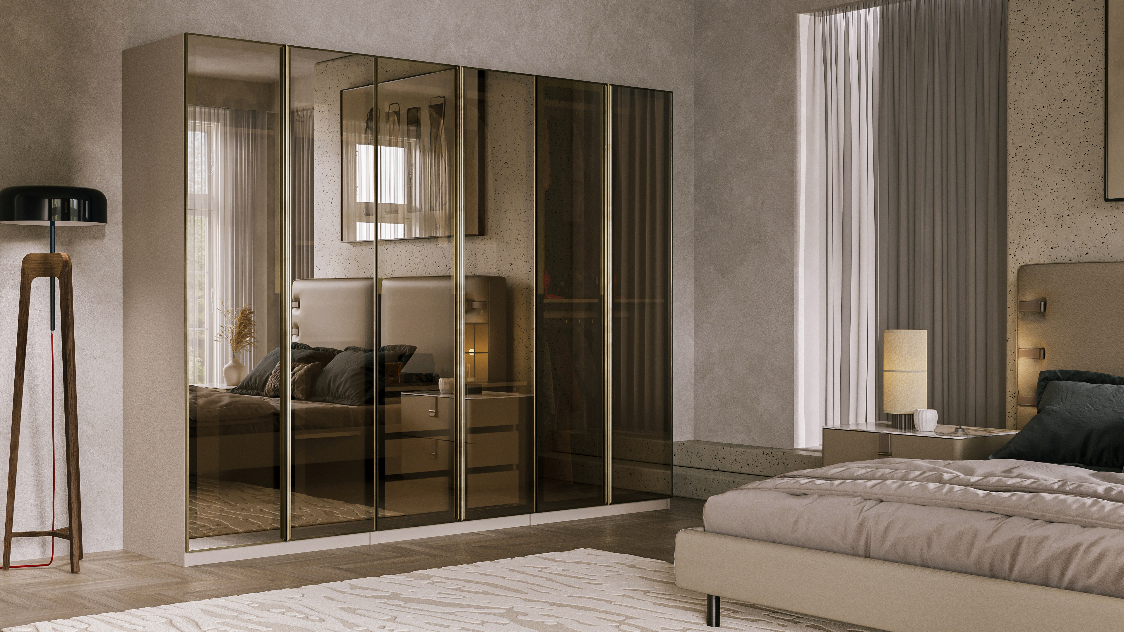 Шкаф 6-дверный LETRA 272 см, двери стекло