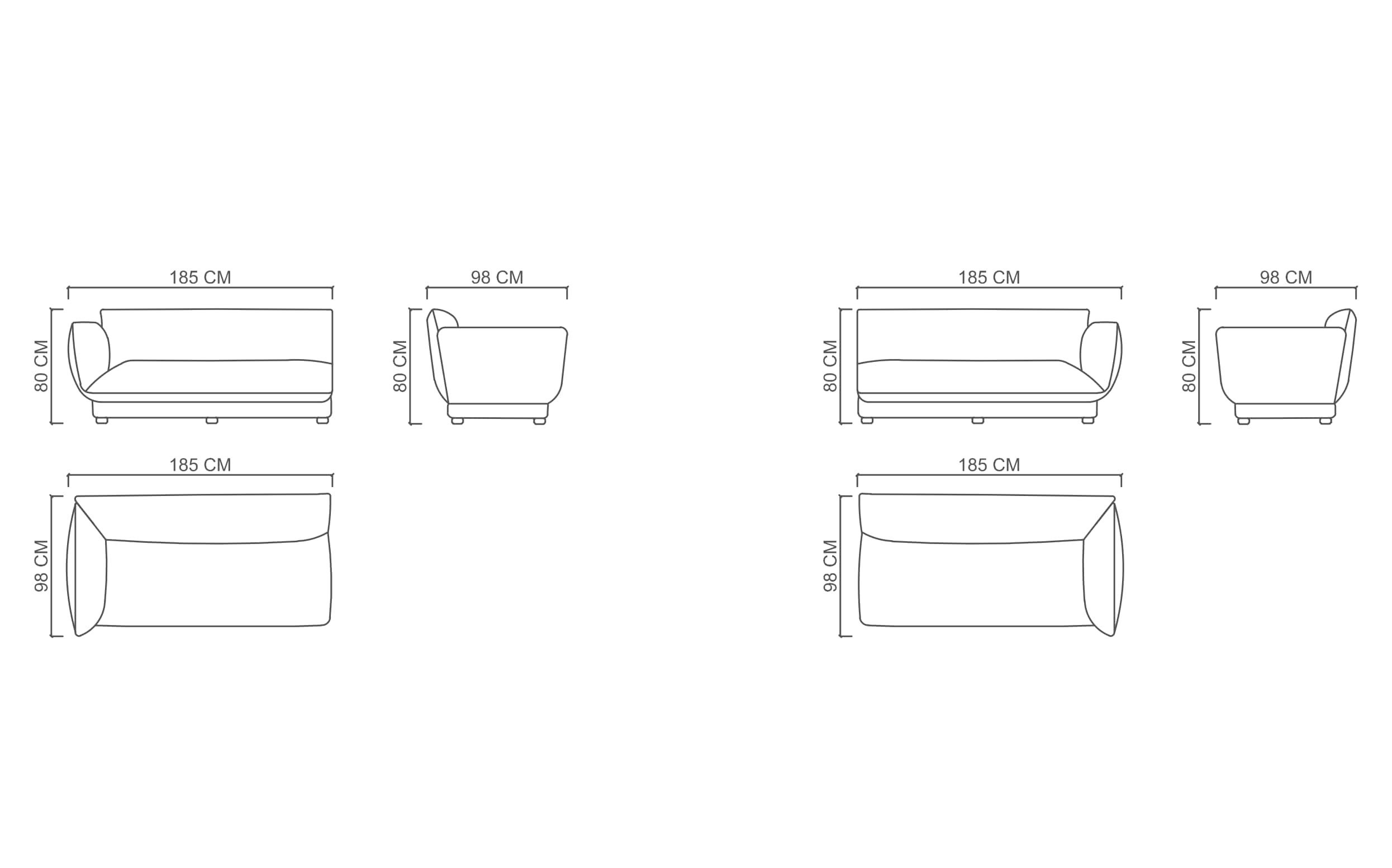 LORETTA двойной модуль с правым подлокотником